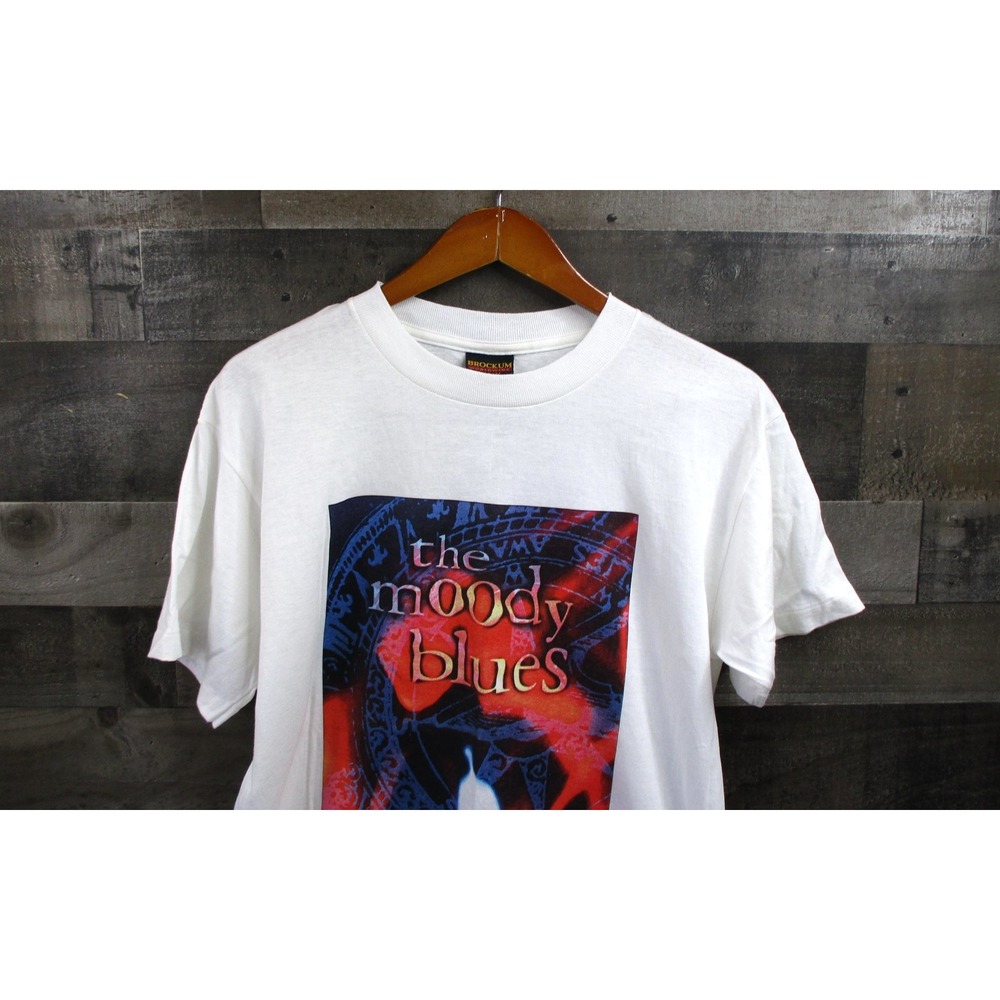 Vintage Moody Blues Shirt Mens Large White Time Traveller Tour 1994 Brockum Tag